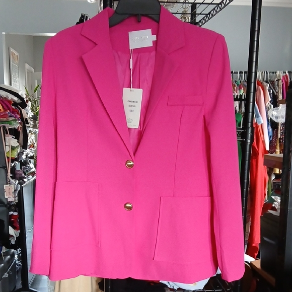Muy Muy Jackets & Blazers - Windsor Bright Fuchsia Two-Button Notch Blazer